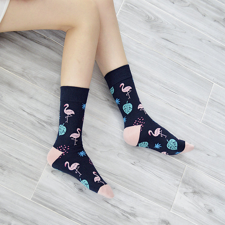 Cartoon pattern cotton men and ladies long tube socks Japanese fruit animal candy color - The Shacktique