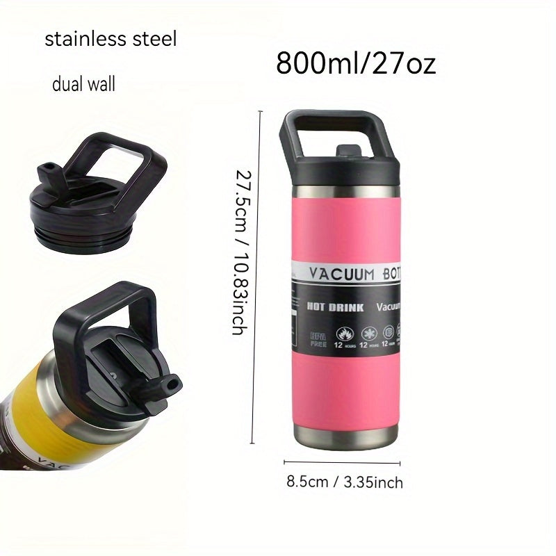 800ml/27oz Straw Bottle Vacuum Insulated Stainless Steel Water Bottle - The Shacktique