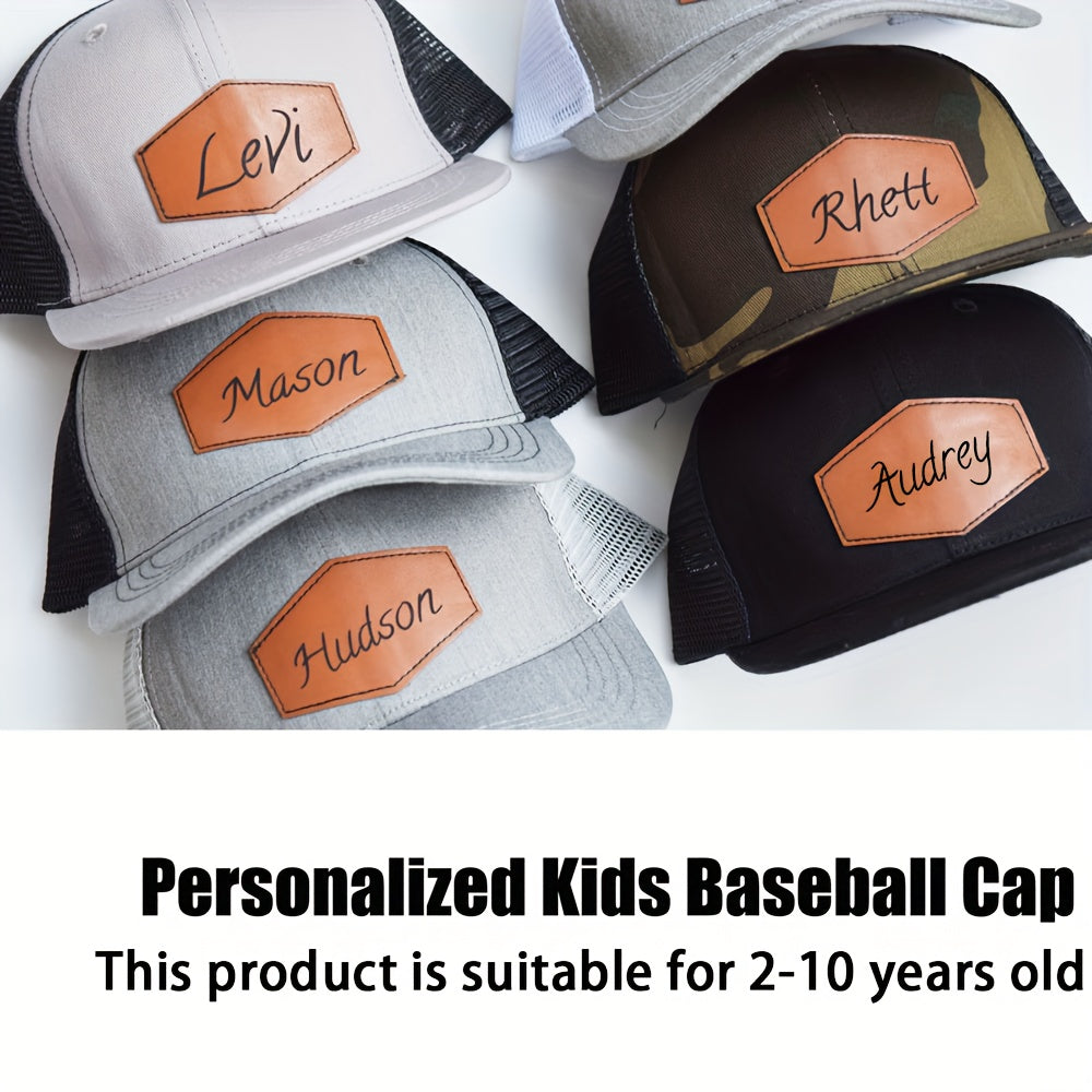 Custom Engraved Youngsters' Baseball Cap with Faux Leather Patch - The Shacktique